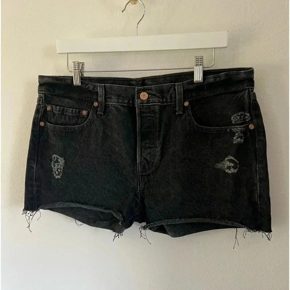 Levi's‎ 501 Black Button Fly Cutoff Denim Jean Shorts Size 30 - Picture 4 of 10